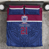 Queensland Samoa Custom Bedding Set Maroon-Blue Pacific Polynesian Tribal Pattern