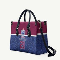 Queensland Samoa Custom Leather Bag Maroon-Blue Pacific Polynesian Tribal Pattern - Polynesian Pride