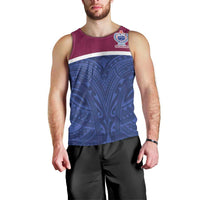 Queensland Samoa Custom Men Tank Top Maroon-Blue Pacific Polynesian Tribal Pattern