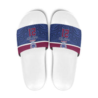 Queensland Samoa Custom Slide Sandals Maroon-Blue Pacific Polynesian Tribal Pattern - Polynesian Pride