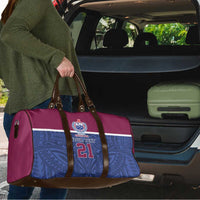 Queensland Samoa Custom Travel Bag Maroon-Blue Pacific Polynesian Tribal Pattern - Polynesian Pride