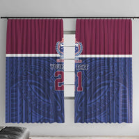 Queensland Samoa Custom Window Curtain Maroon-Blue Pacific Polynesian Tribal Pattern
