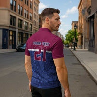 Queensland Samoa Custom Zipper Polo Shirt Maroon-Blue Pacific Polynesian Tribal Pattern - Polynesian Pride