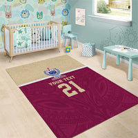 Queensland Samoa Custom Area Rug Maroon Pacific Polynesian Tribal Pattern