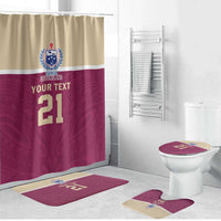 Queensland Samoa Custom Bathroom Set Maroon Pacific Polynesian Tribal Pattern LT9 Bathroom Set (4 pcs) Maroon - Polynesian Pride