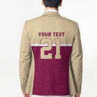 Queensland Samoa Custom Blazer Maroon Pacific Polynesian Tribal Pattern - Polynesian Pride