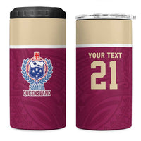 Queensland Samoa Custom 4 in 1 Can Cooler Tumbler Maroon Pacific Polynesian Tribal Pattern