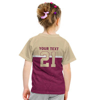 Queensland Samoa Custom Kid T Shirt Maroon Pacific Polynesian Tribal Pattern