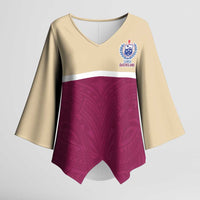 Queensland Samoa Custom Kimono Sleeve Blouse Maroon Pacific Polynesian Tribal Pattern - Polynesian Pride