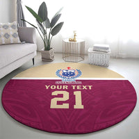 Queensland Samoa Custom Round Carpet Maroon Pacific Polynesian Tribal Pattern