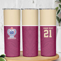 Queensland Samoa Custom Skinny Tumbler Maroon Pacific Polynesian Tribal Pattern