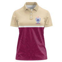 Queensland Samoa Custom Women Polo Shirt Maroon Pacific Polynesian Tribal Pattern