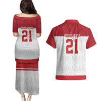 Queensland Tonga Custom Couples Matching Puletasi and Hawaiian Shirt QLD with Tongan Ngatu Pattern