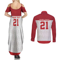 Queensland Tonga Custom Couples Matching Summer Maxi Dress and Long Sleeve Button Shirt QLD with Tongan Ngatu Pattern