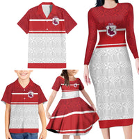 Queensland Tonga Custom Family Matching Long Sleeve Bodycon Dress and Hawaiian Shirt QLD with Tongan Ngatu Pattern