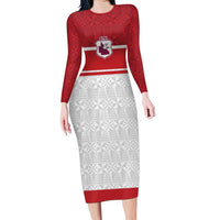 Queensland Tonga Custom Family Matching Long Sleeve Bodycon Dress and Hawaiian Shirt QLD with Tongan Ngatu Pattern