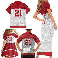 Queensland Tonga Custom Family Matching Short Sleeve Bodycon Dress and Hawaiian Shirt QLD with Tongan Ngatu Pattern