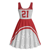 Queensland Tonga Custom Midi Dress QLD with Tongan Ngatu Pattern - Polynesian Pride