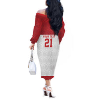 Queensland Tonga Custom Off The Shoulder Long Sleeve Dress QLD with Tongan Ngatu Pattern