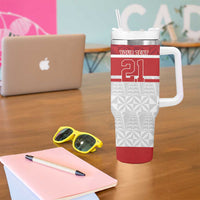 Queensland Tonga Custom Tumbler With Handle QLD with Tongan Ngatu Pattern