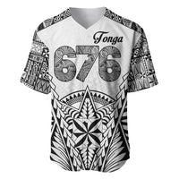 Personalised Tonga 676 Baseball Jersey Tribal Kupesi Ngatu Unique LT9 White - Polynesian Pride