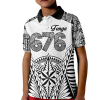 Personalised Tonga 676 Kid Polo Shirt Tribal Kupesi Ngatu Unique LT9 Kid White - Polynesian Pride