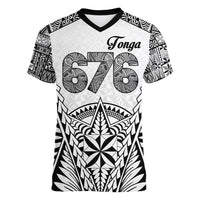 Personalised Tonga 676 Women V-Neck T-Shirt Tribal Kupesi Ngatu Unique LT9 Female White - Polynesian Pride