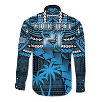 Custom Fiji Rugby Long Sleeve Button Shirt Go Fijian Tapa Arty with World Cup Vibe LT9 - Polynesian Pride