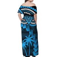 Custom Fiji Rugby Off Shoulder Maxi Dress Go Fijian Tapa Arty with World Cup Vibe LT9 - Polynesian Pride