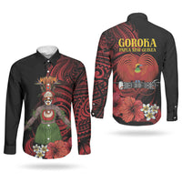 Huli Wigmen Tribe Hela Province Couples Matching Mermaid Dress and Long Sleeve Button Shirt Papua New Guinea Indigenous Pattern LT9 - Polynesian Pride