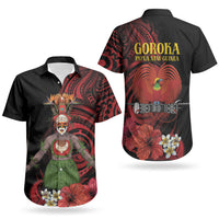 Huli Wigmen Tribe Hela Province Couples Matching Off Shoulder Short Dress and Hawaiian Shirt Papua New Guinea Indigenous Pattern LT9 - Polynesian Pride