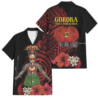 Huli Wigmen Tribe Hela Province Family Matching Tank Maxi Dress and Hawaiian Shirt Papua New Guinea Indigenous Pattern LT9 Dad's Shirt - Short Sleeve Black - Polynesian Pride