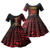 Huli Wigmen Tribe Hela Province Family Matching Tank Maxi Dress and Hawaiian Shirt Papua New Guinea Indigenous Pattern LT9 Daughter's Dress Black - Polynesian Pride