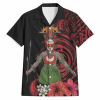 Huli Wigmen Tribe Hela Province Hawaiian Shirt Papua New Guinea Indigenous Pattern LT9 Black - Polynesian Pride