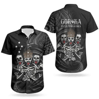 Skeleton Tribe Simbu Province Couples Matching Off Shoulder Short Dress and Hawaiian Shirt Papua New Guinea Indigenous Pattern LT9 - Polynesian Pride