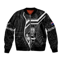 New Zealand Aotearoa Rugby Bomber Jacket Black Fern Maori Tribal Sporty Style LT9 Unisex Black - Polynesian Pride