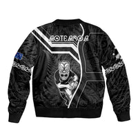 New Zealand Aotearoa Rugby Sleeve Zip Bomber Jacket Black Fern Maori Tribal Sporty Style LT9 - Polynesian Pride