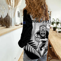 New Zealand Rugby Women Casual Shirt Proud Aoteroa Stylised Maori Koru LT9 - Polynesian Pride