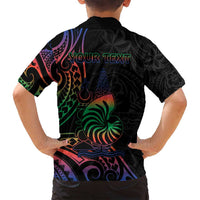 New Caledonia Polynesian Tatoo Personalised Family Matching Long Sleeve Bodycon Dress and Hawaiian Shirt