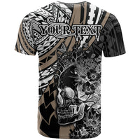 Personalised Polynesia Skull T Shirt Tattoo In The Style Of Maori With Marine Life Gold LT9 - Polynesian Pride