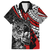 personalised-polynesia-skull-family-matching-off-shoulder-maxi-dress-and-hawaiian-shirt-tattoo-in-the-style-of-maori-with-marine-life-red