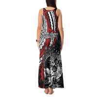 Personalised Polynesia Skull Tank Maxi Dress Tattoo In The Style Of Maori With Marine Life Red LT9 - Polynesian Pride