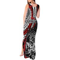 Personalised Polynesia Skull Tank Maxi Dress Tattoo In The Style Of Maori With Marine Life Red LT9 - Polynesian Pride