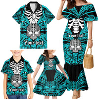 personalised-polynesia-skull-family-matching-mermaid-dress-and-hawaiian-shirt-with-boars-tusk-aqua-arty-vibe