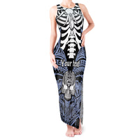 Personalised Polynesia Skull Tank Maxi Dress With Boars Tusk Blue Arty Vibe LT9 Women Blue - Polynesian Pride