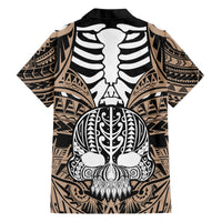 Personalised Polynesia Skull Hawaiian Shirt With Boars Tusk Gold Arty Vibe LT9 - Polynesian Pride