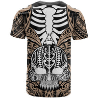 Personalised Polynesia Skull T Shirt With Boars Tusk Gold Arty Vibe LT9 - Polynesian Pride