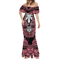 Personalised Polynesia Skull Mermaid Dress With Boars Tusk Pink Arty Vibe LT9 - Polynesian Pride