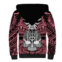 personalised-polynesia-skull-sherpa-hoodie-with-boars-tusk-pink-arty-vibe