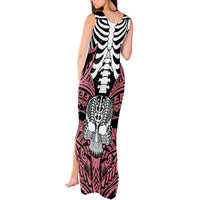 Personalised Polynesia Skull Tank Maxi Dress With Boars Tusk Pink Arty Vibe LT9 - Polynesian Pride